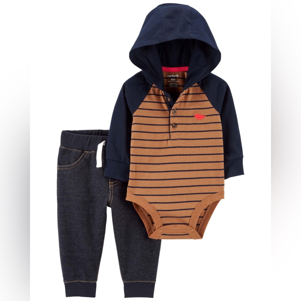 Carters Striped Hoodie Bodysuit and Pants Set